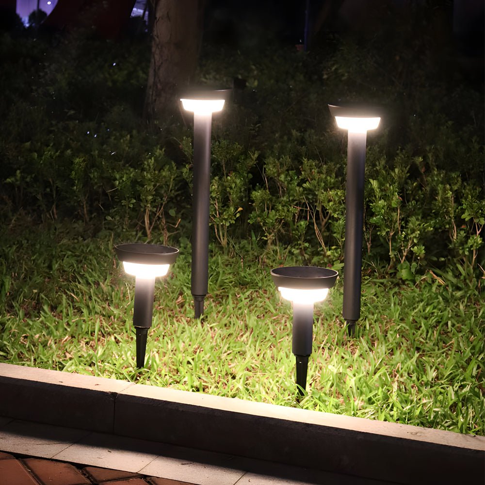 Solar Powered Garden Path Lights Black Cylindrical Light
