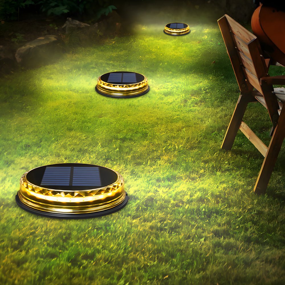 Solar-Powered LED Black Disc Pathway Lights - 4 Pack Outdoor Lighting