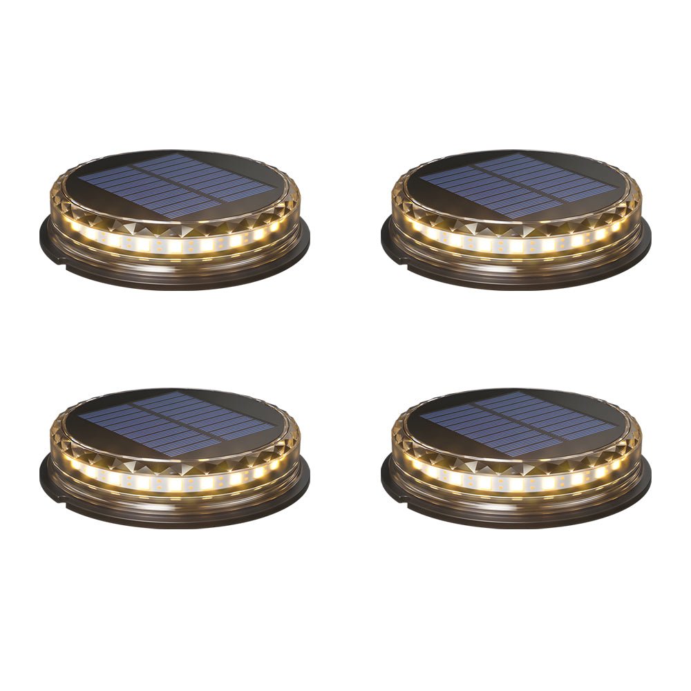 Solar-Powered LED Black Disc Pathway Lights - 4 Pack Outdoor Lighting