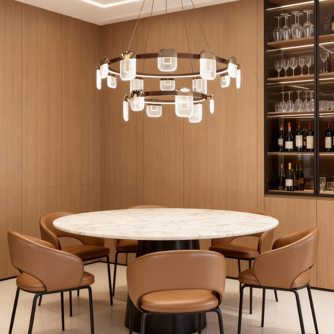 Italian Crystal Chandelier Minimalist Metal Ceiling Light