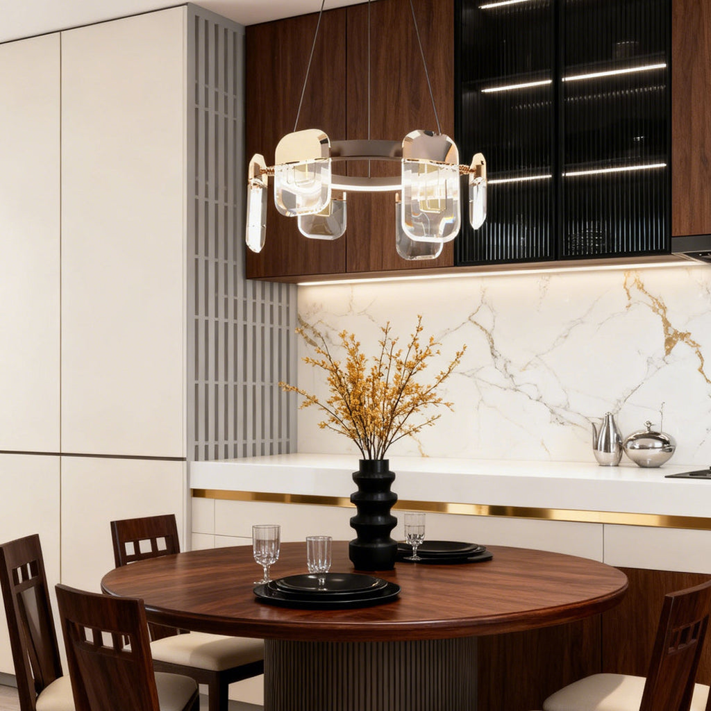 Italian Crystal Chandelier Minimalist Metal Ceiling Light