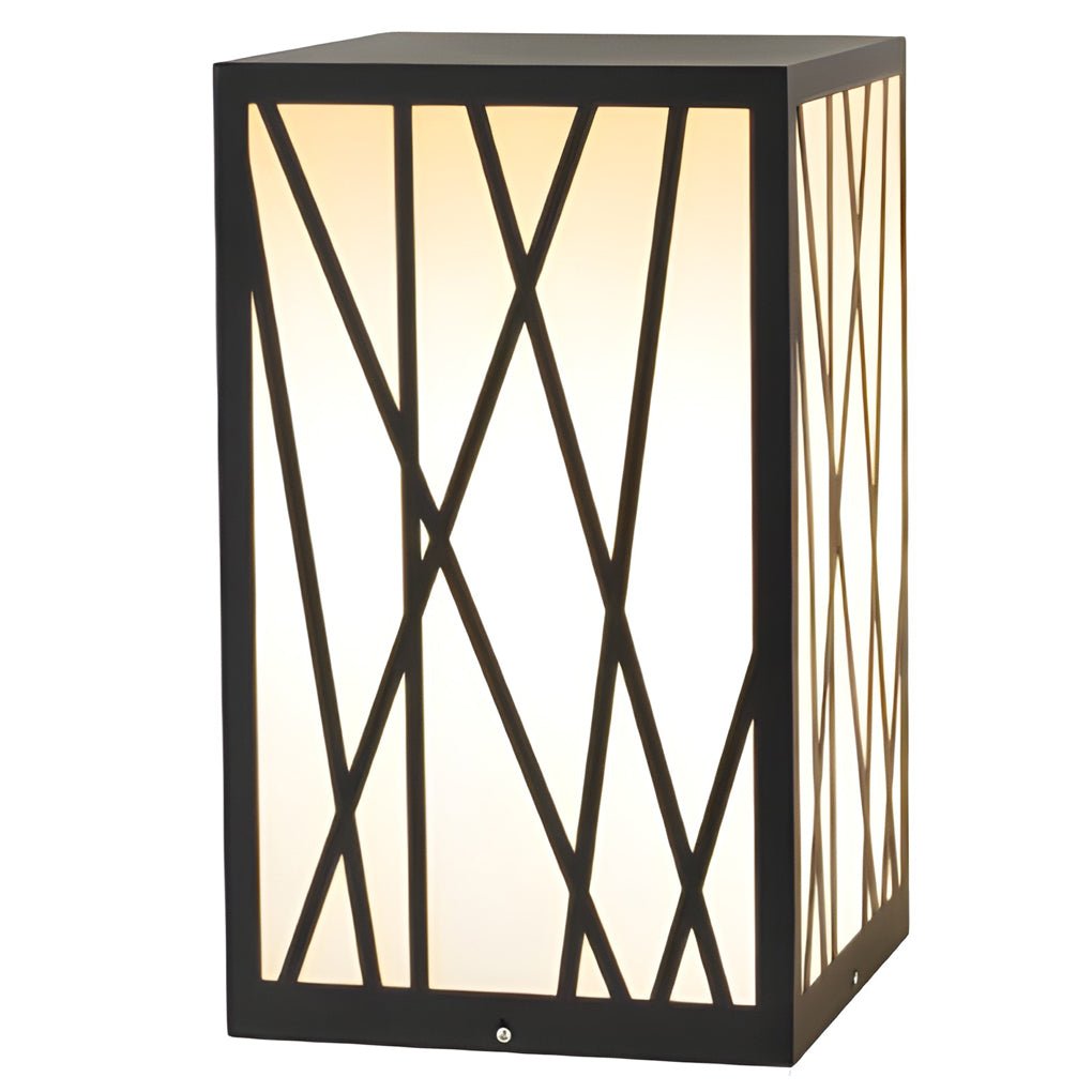 20W Square Solar LED Bollard Lights with Linear Pattern Lampshade