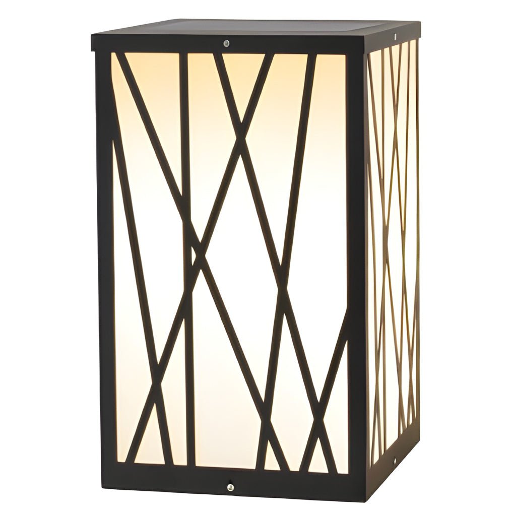 20W Square Solar LED Bollard Lights with Linear Pattern Lampshade