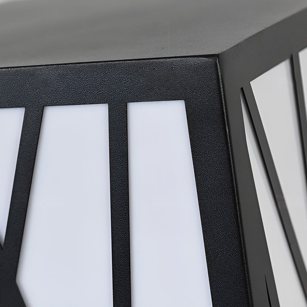 20W Square Solar LED Bollard Lights with Linear Pattern Lampshade