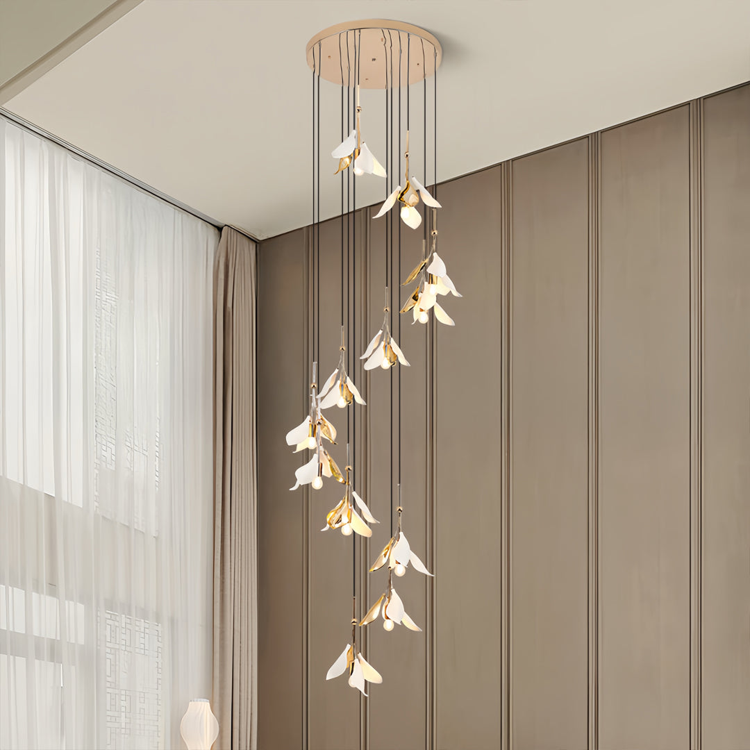 Staircase Chandelier Ideas Art Ceramic Flower Ceiling Light