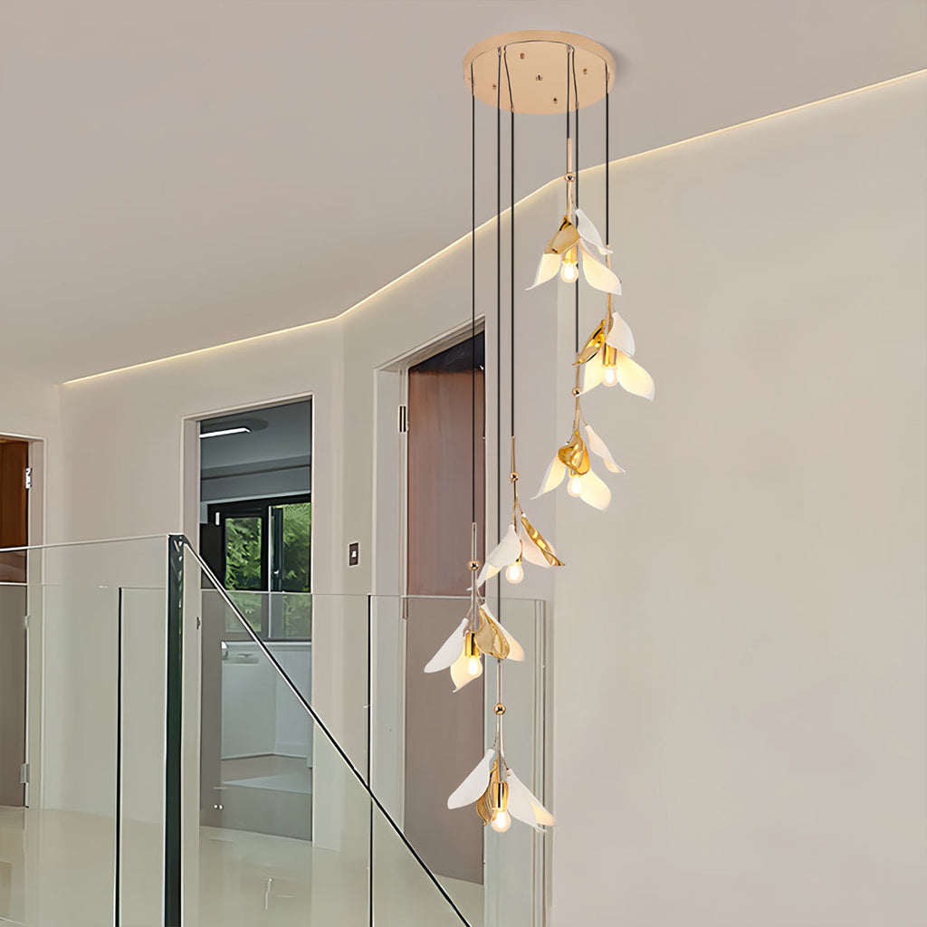 Staircase Chandelier Ideas Art Ceramic Flower Ceiling Light