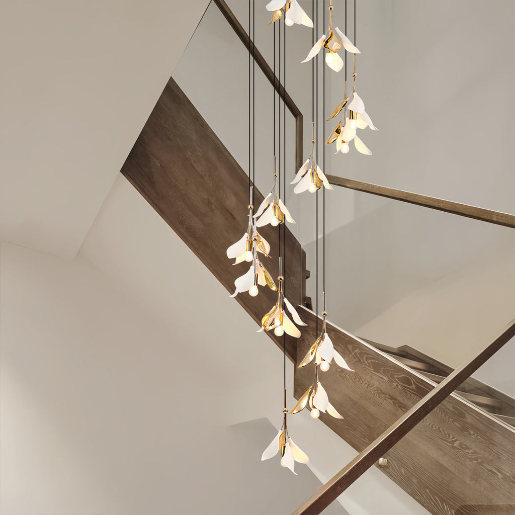 Staircase Chandelier Ideas Art Ceramic Flower Ceiling Light