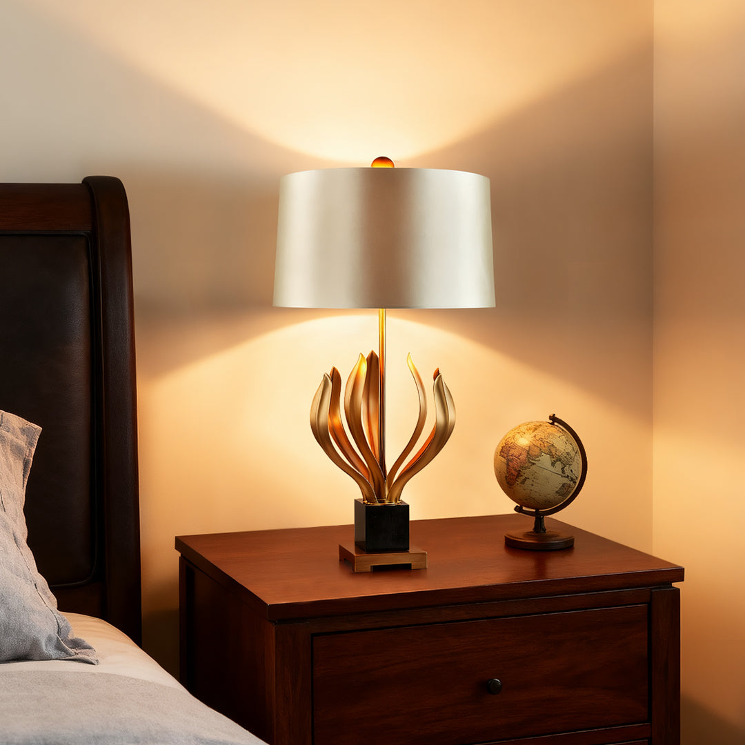 Vintage Metal Table Lamps Creative Fabric Shade Nightstand Lamp