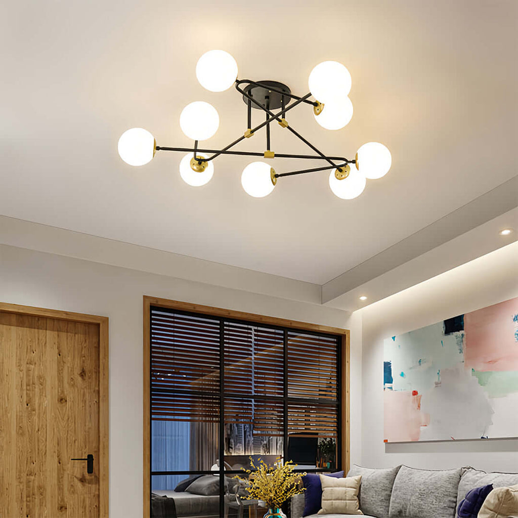 Gold Semi Flush Mount Light Nordic Style Magic Bean Ceiling Light