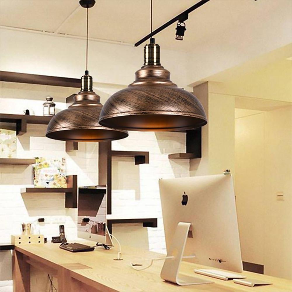 Semi Globe Metal LED Vintage Pendant Light Hanging Lamp for Home Office
