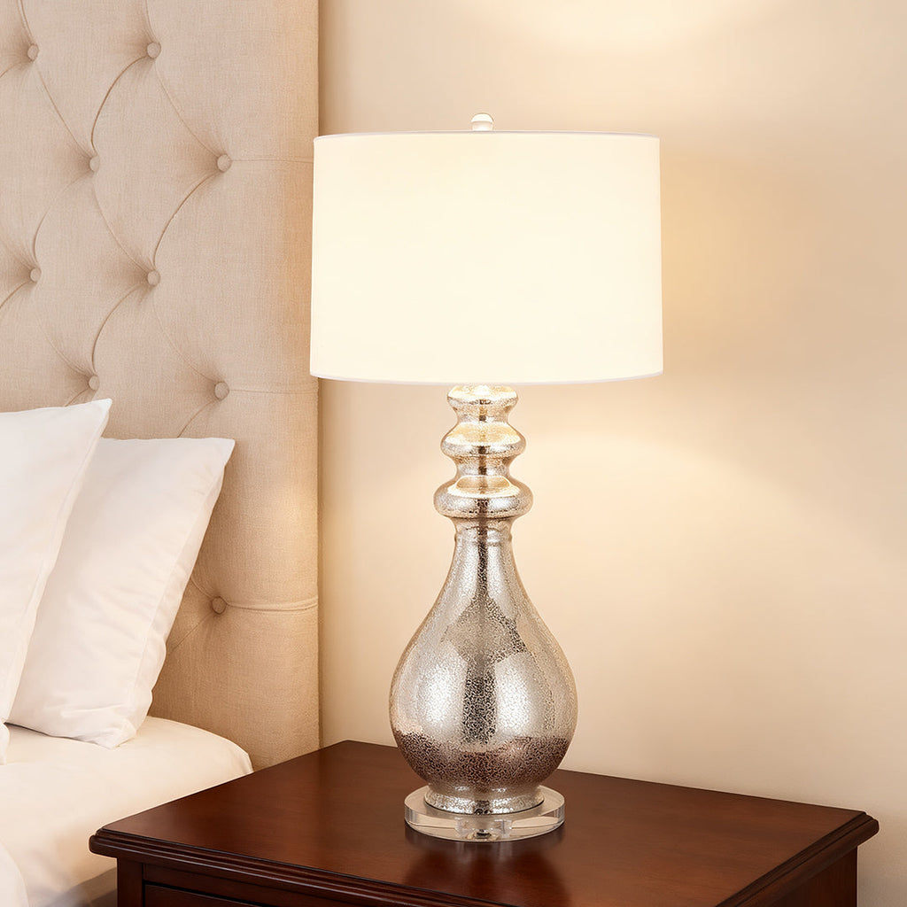 Modern Silver Table Lamp Polished Finish Unique Lamp