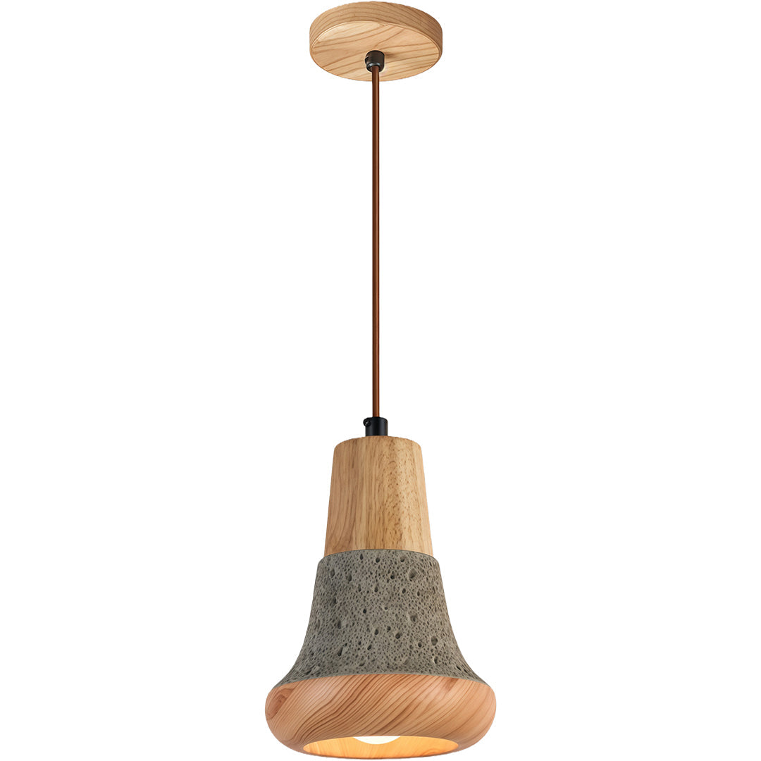 Wood Pendant Lighting Wabi-Sabi Retro Cement Ceiling Light