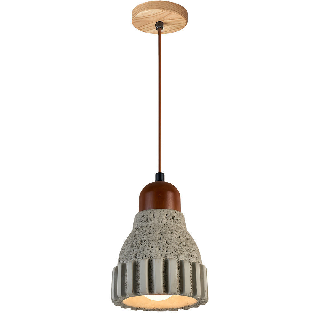 Wood Pendant Lighting Wabi-Sabi Retro Cement Ceiling Light
