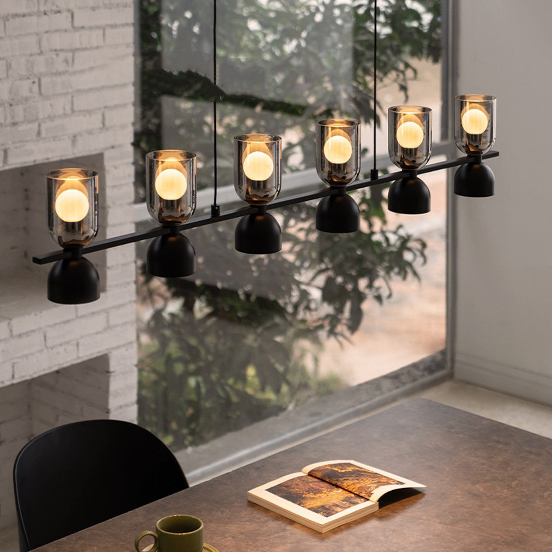 Glass Pendant Chandel Metal Adjustable Ceiling Light