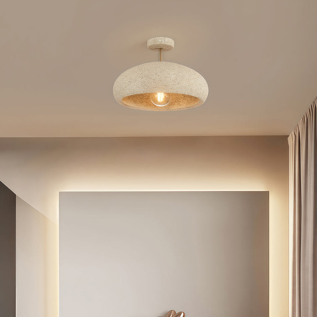 White Semi Flush Ceiling Lights Wabi-Sabi Ambient Ceiling Lamp