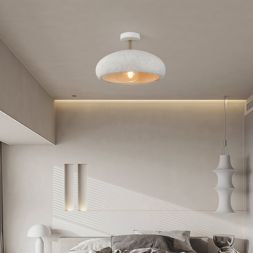 White Semi Flush Ceiling Lights Wabi-Sabi Ambient Ceiling Lamp