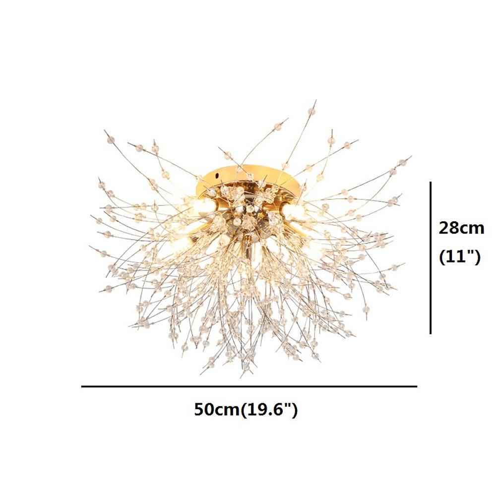 5-Light Branch Tree Chandelier Metal Crystal LED Living Room Ceiling Lights