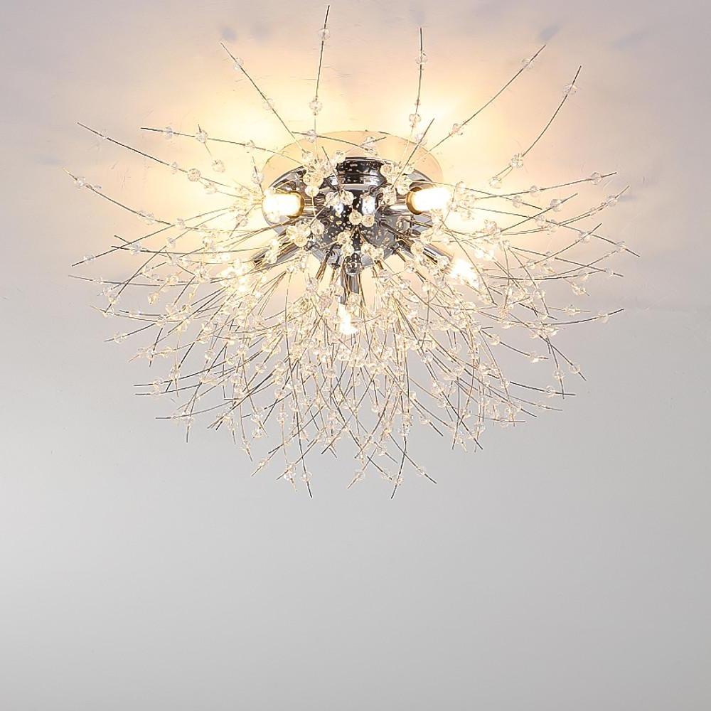 5-Light Branch Tree Chandelier Metal Crystal LED Living Room Ceiling Lights